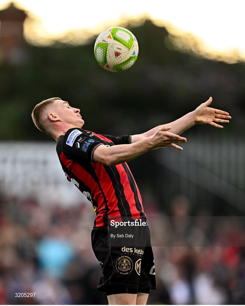 1 August 2025; Ross Tierney of Bohemians during the SSE Airtricity Men's Premier Division match between Bohemians and Drogheda United at Dalymount Park in Dublin. Photo by Seb Daly/Sportsfile