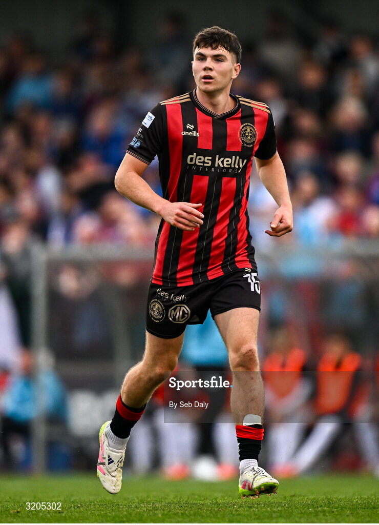 1 August 2025; James Clarke of Bohemians during the SSE Airtricity Men's Premier Division match between Bohemians and Drogheda United at Dalymount Park in Dublin. Photo by Seb Daly/Sportsfile