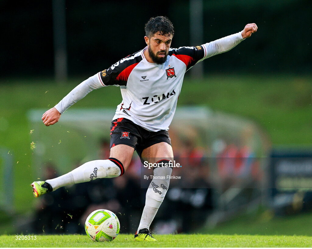1 August 2025; Declan McDaid of Dundalk during the SSE Airtricity Men's First Division match between UCD and Dundalk at UCD Bowl in Belfield, Dublin. Photo by Thomas Flinkow/Sportsfile