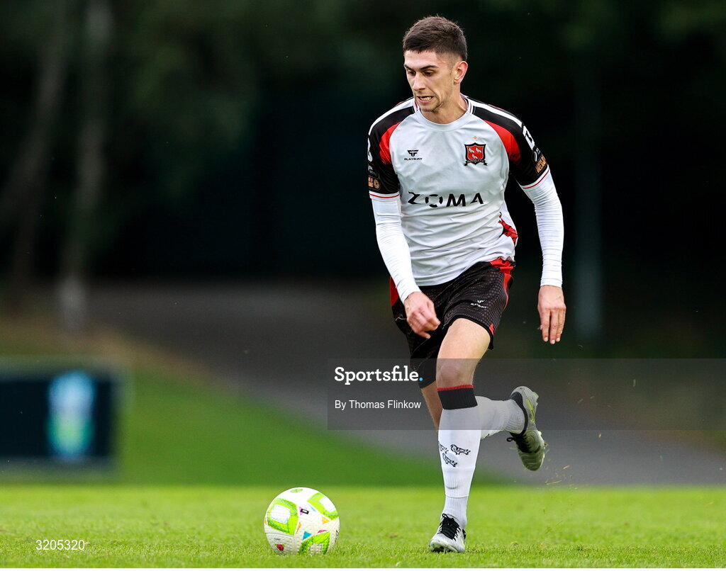1 August 2025; Harry Groome of Dundalk during the SSE Airtricity Men's First Division match between UCD and Dundalk at UCD Bowl in Belfield, Dublin. Photo by Thomas Flinkow/Sportsfile