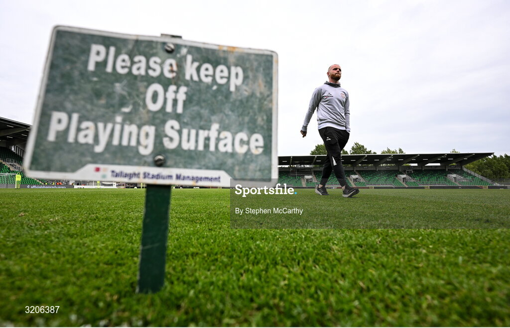 3 August 2025; Mark Connolly of Derry City before the SSE Airtricity Men's Premier Division match between Shamrock Rovers and Derry City at Tallaght Stadium in Dublin.  Photo by Stephen McCarthy/Sportsfile