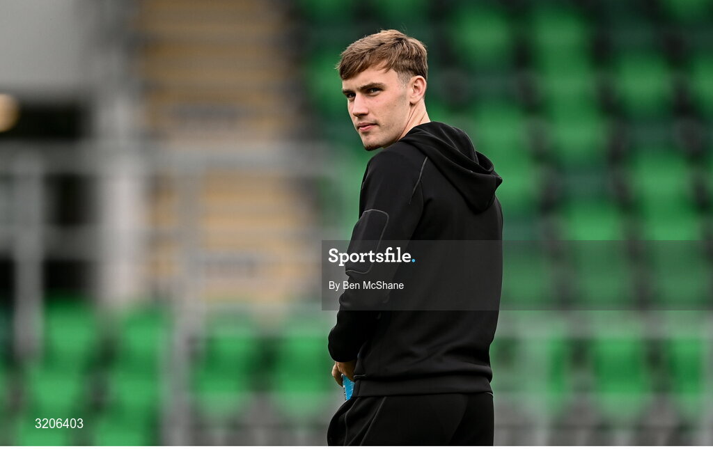 3 August 2025; Matt Healy of Shamrock Rovers before the SSE Airtricity Men's Premier Division match between Shamrock Rovers and Derry City at Tallaght Stadium in Dublin.  Photo by Ben McShane/Sportsfile