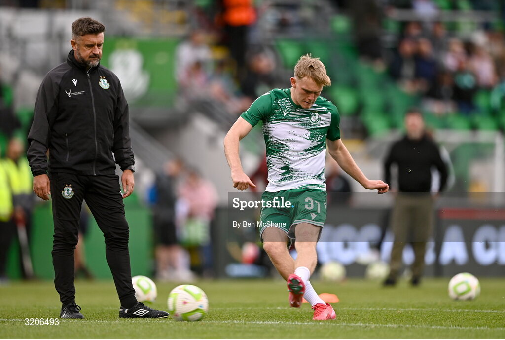 3 August 2025; Michael Noonan of Shamrock Rovers before the SSE Airtricity Men's Premier Division match between Shamrock Rovers and Derry City at Tallaght Stadium in Dublin.  Photo by Ben McShane/Sportsfile