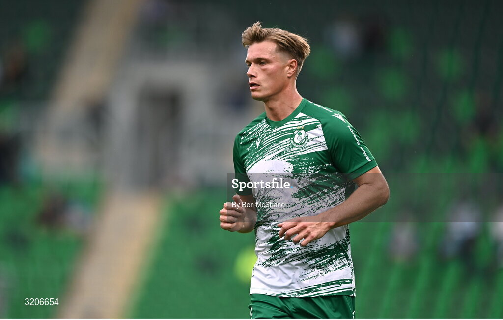 3 August 2025; Daniel Cleary of Shamrock Rovers before the SSE Airtricity Men's Premier Division match between Shamrock Rovers and Derry City at Tallaght Stadium in Dublin.  Photo by Ben McShane/Sportsfile