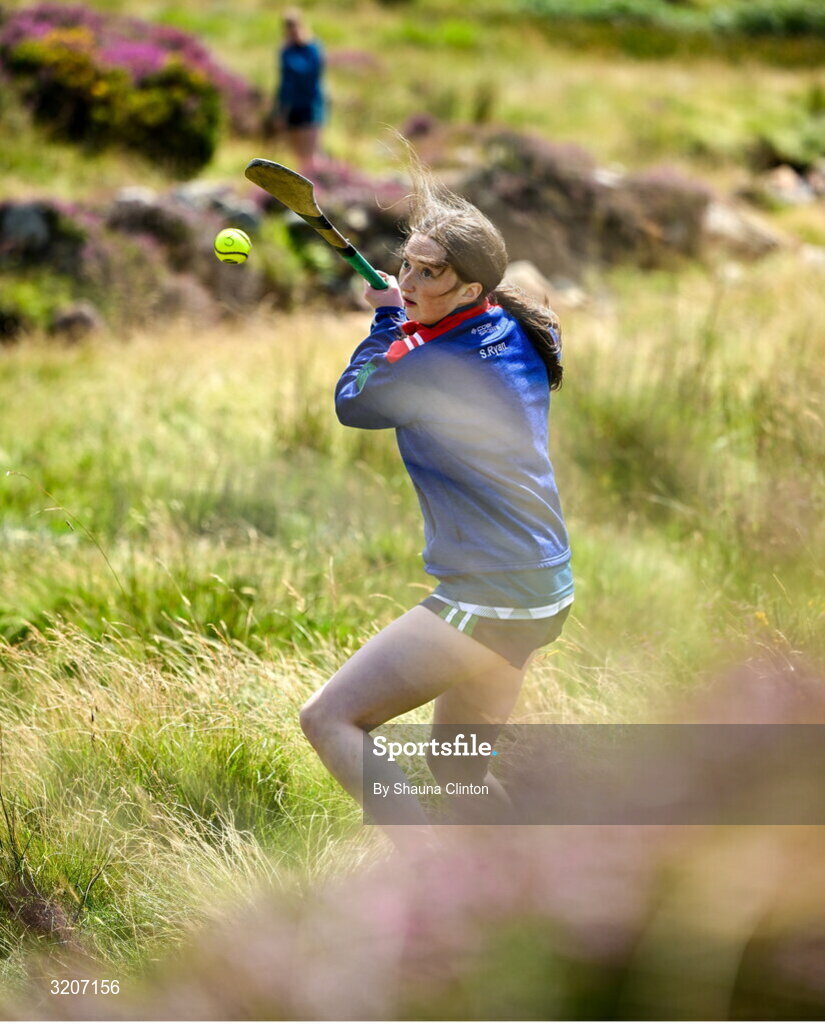 4 August 2025; Saoirse Ryan of Tipperary competing in the Camogie Under 16 competition during the M. Donnelly GAA Poc Fada All-Ireland Finals at Annaverna Mountain in the Cooley Peninsula, Ravensdale, Louth. Photo by Shauna Clinton/Sportsfile