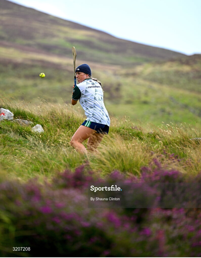 4 August 2025; Patricia Coote of Westmeath competing in the Senior Camogie competition during the M. Donnelly GAA Poc Fada All-Ireland Finals at Annaverna Mountain in the Cooley Peninsula, Ravensdale, Louth. Photo by Shauna Clinton/Sportsfile