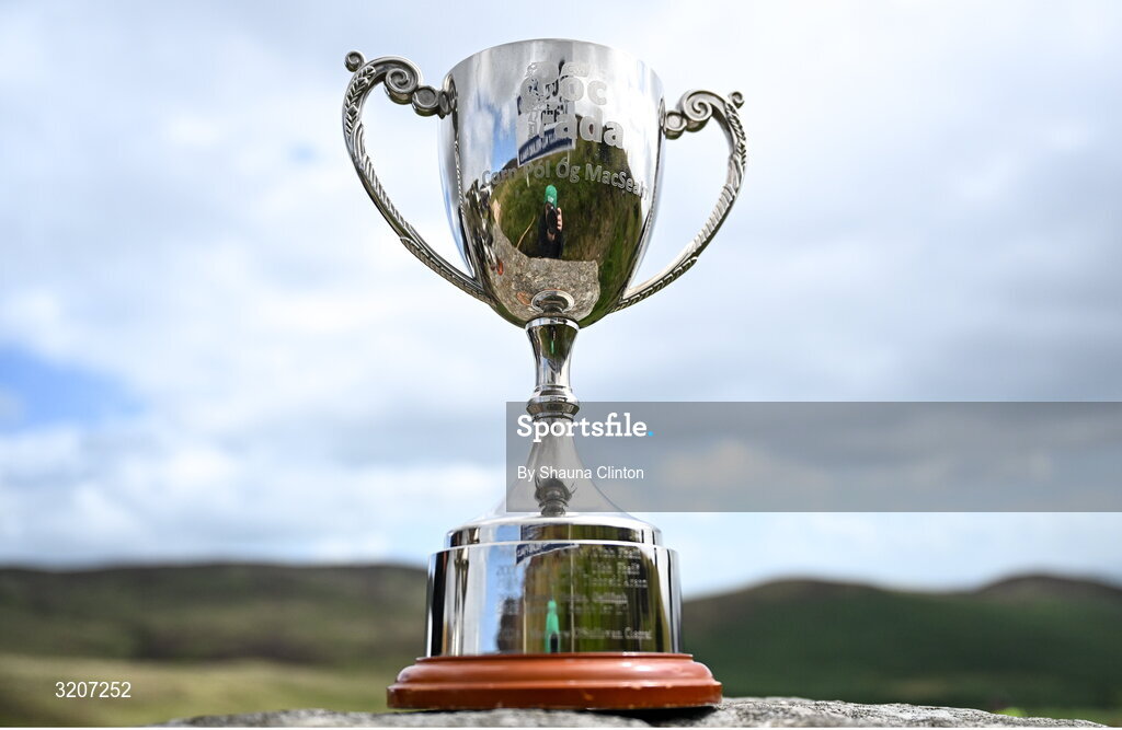 4 August 2025; A general view of the Hurling Under 16 trophy during the M. Donnelly GAA Poc Fada All-Ireland Finals at Annaverna Mountain in the Cooley Peninsula, Ravensdale, Louth. Photo by Shauna Clinton/Sportsfile