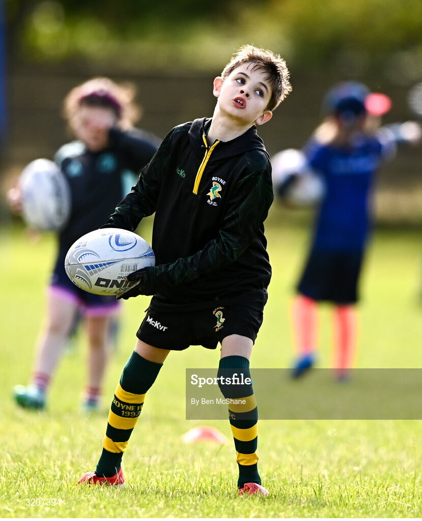 5 August 2025; Participants during a Bank of Ireland Leinster Rugby Summer Camp at Dundalk RFC in Louth. Photo by Ben McShane/Sportsfile