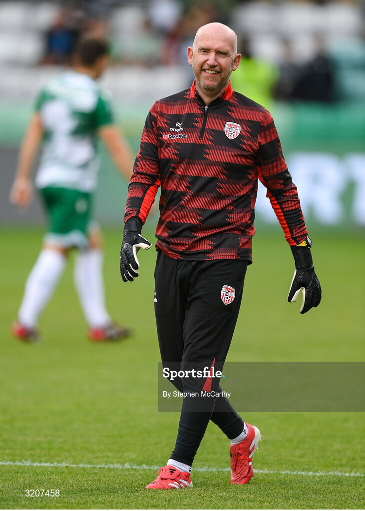 3 August 2025; Derry City coach Tony Blake before the SSE Airtricity Men's Premier Division match between Shamrock Rovers and Derry City at Tallaght Stadium in Dublin.  Photo by Stephen McCarthy/Sportsfile