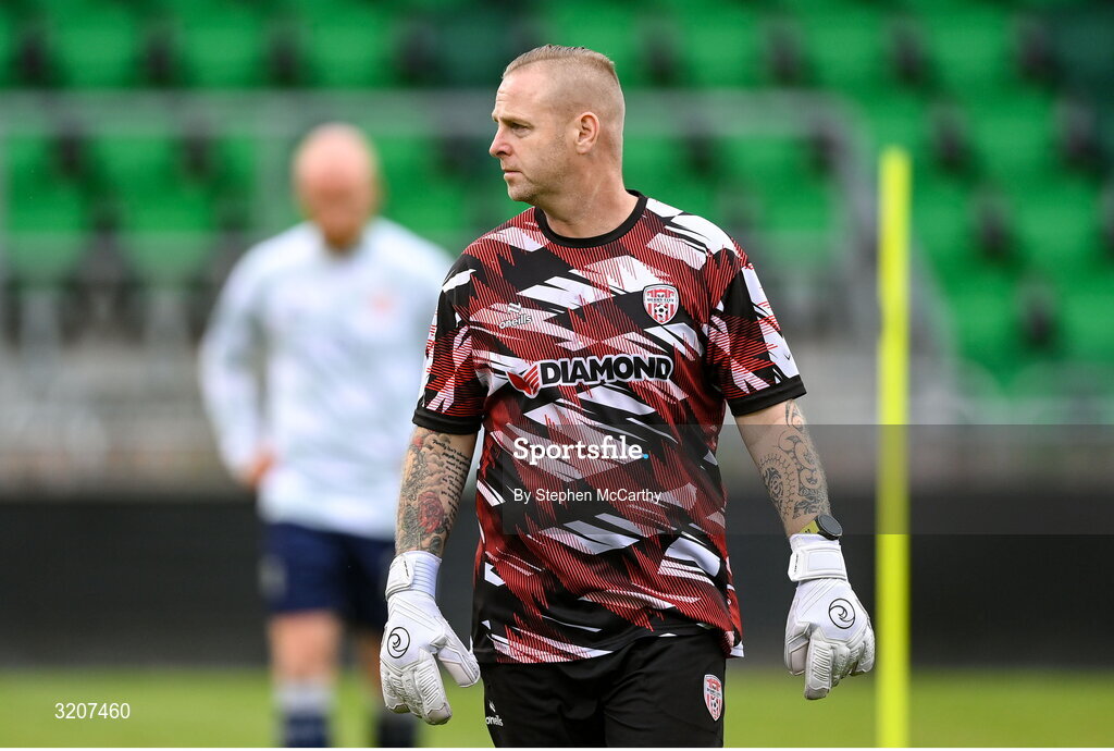 3 August 2025; Derry City goalkeeping coach Anthony Fennelly before the SSE Airtricity Men's Premier Division match between Shamrock Rovers and Derry City at Tallaght Stadium in Dublin.  Photo by Stephen McCarthy/Sportsfile