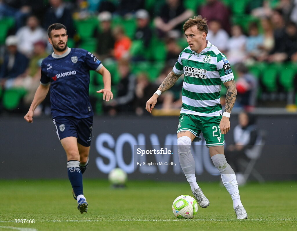 3 August 2025; Danny Grant of Shamrock Rovers during the SSE Airtricity Men's Premier Division match between Shamrock Rovers and Derry City at Tallaght Stadium in Dublin.  Photo by Stephen McCarthy/Sportsfile