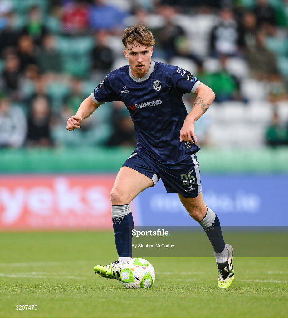 3 August 2025; Alex Bannon of Derry City during the SSE Airtricity Men's Premier Division match between Shamrock Rovers and Derry City at Tallaght Stadium in Dublin.  Photo by Stephen McCarthy/Sportsfile
