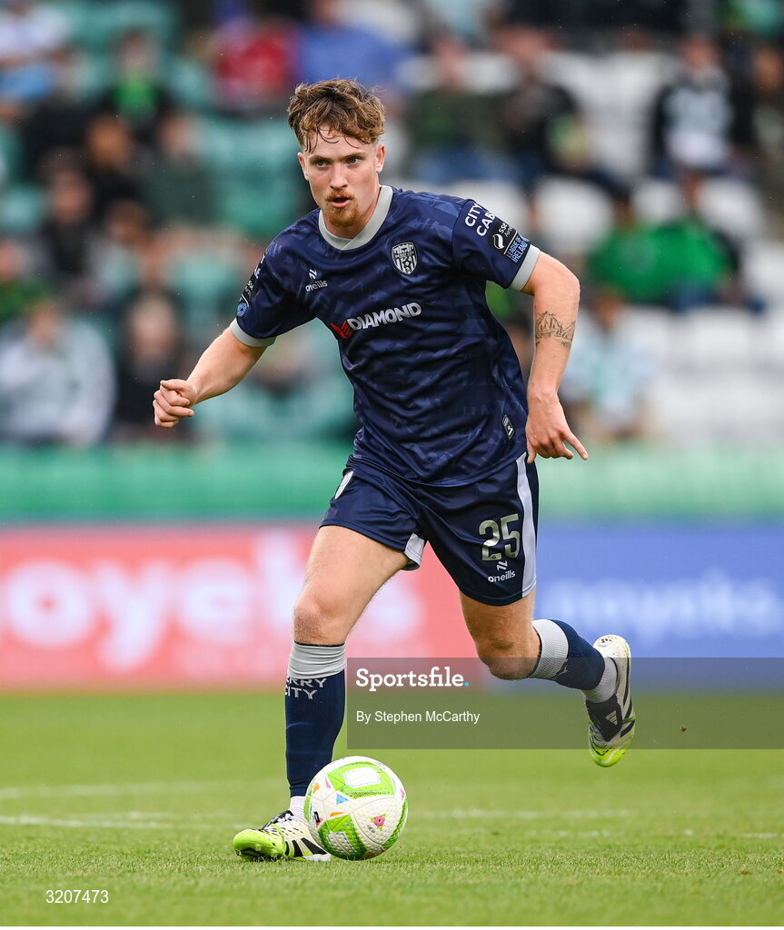 3 August 2025; Alex Bannon of Derry City during the SSE Airtricity Men's Premier Division match between Shamrock Rovers and Derry City at Tallaght Stadium in Dublin.  Photo by Stephen McCarthy/Sportsfile