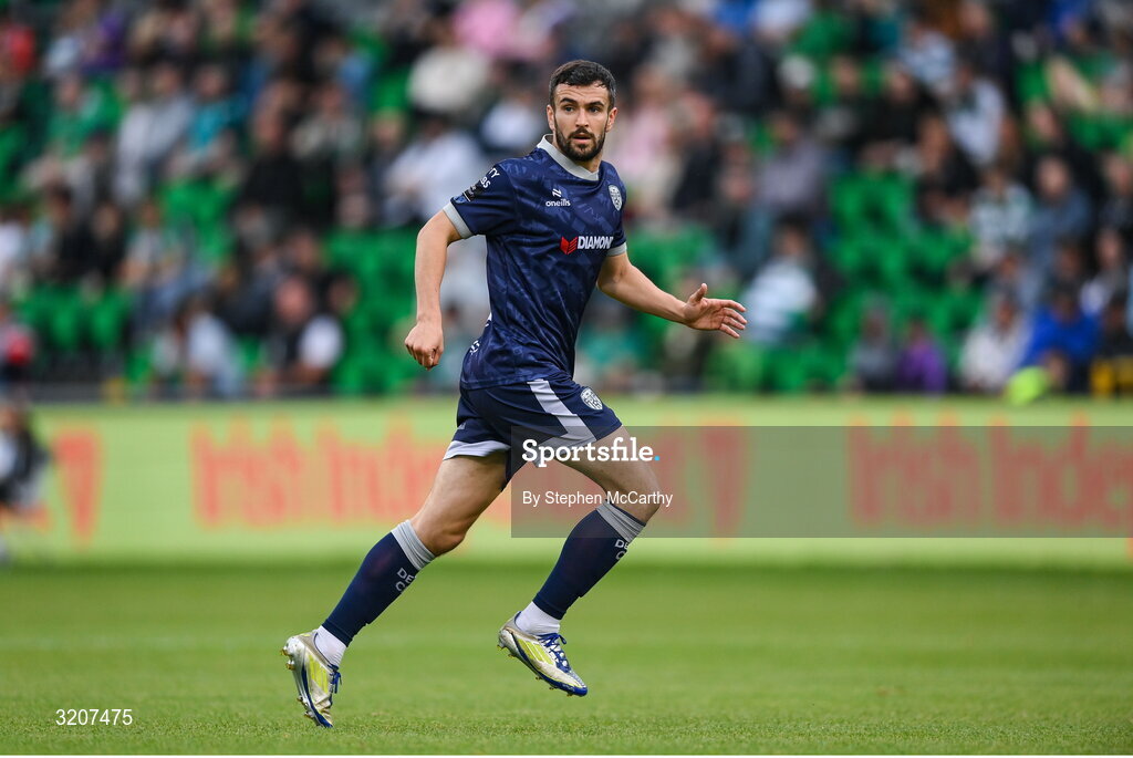3 August 2025; Michael Duffy of Derry City during the SSE Airtricity Men's Premier Division match between Shamrock Rovers and Derry City at Tallaght Stadium in Dublin.  Photo by Stephen McCarthy/Sportsfile