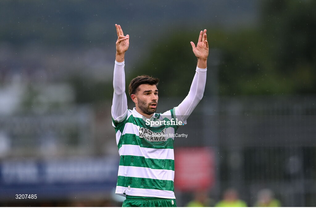 3 August 2025; Danny Mandroiu of Shamrock Rovers during the SSE Airtricity Men's Premier Division match between Shamrock Rovers and Derry City at Tallaght Stadium in Dublin.  Photo by Stephen McCarthy/Sportsfile