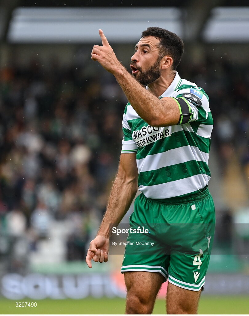3 August 2025; Roberto Lopes of Shamrock Rovers during the SSE Airtricity Men's Premier Division match between Shamrock Rovers and Derry City at Tallaght Stadium in Dublin.  Photo by Stephen McCarthy/Sportsfile