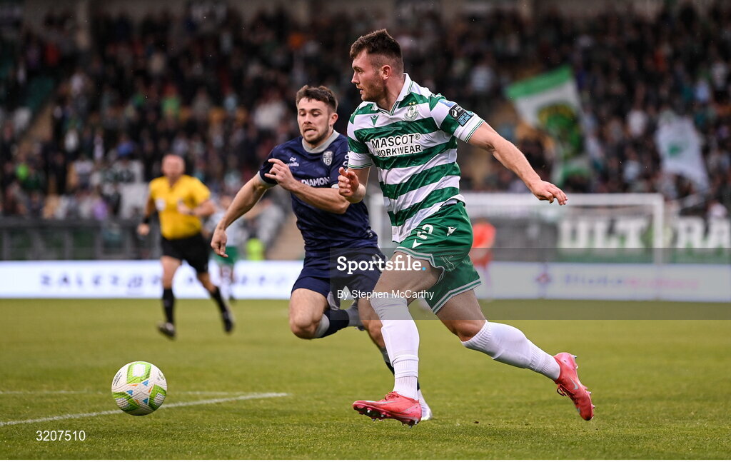 3 August 2025; Josh Honohan of Shamrock Rovers during the SSE Airtricity Men's Premier Division match between Shamrock Rovers and Derry City at Tallaght Stadium in Dublin.  Photo by Stephen McCarthy/Sportsfile