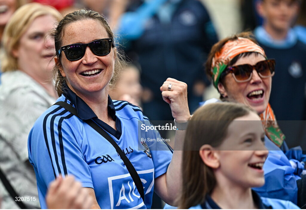 5 August 2025; Supporters during the homecoming of TG4 All-Ireland Ladies Senior Football Champions, Dublin, at Smithfield Square in Dublin. Photo by Sam Barnes/Sportsfile