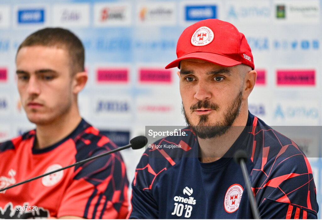 5 August 2025; Shelbourne head coach Joey O'Brien speaks to the media during a Shelbourne press conference at HNK Rijeka Stadium Rujevica in Croatia. Photo by Igor Kupljenik/Sportsfile
