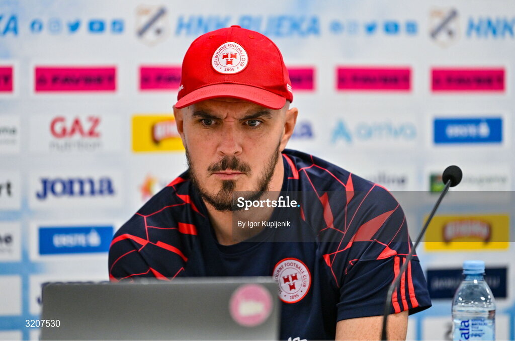 5 August 2025; Shelbourne head coach Joey O'Brien during a Shelbourne press conference at HNK Rijeka Stadium Rujevica in Croatia. Photo by Igor Kupljenik/Sportsfile