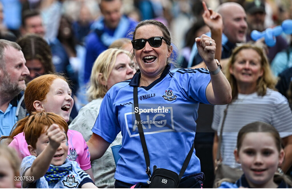 5 August 2025; Supporters during the homecoming of TG4 All-Ireland Ladies Senior Football Champions, Dublin, at Smithfield Square in Dublin. Photo by Sam Barnes/Sportsfile