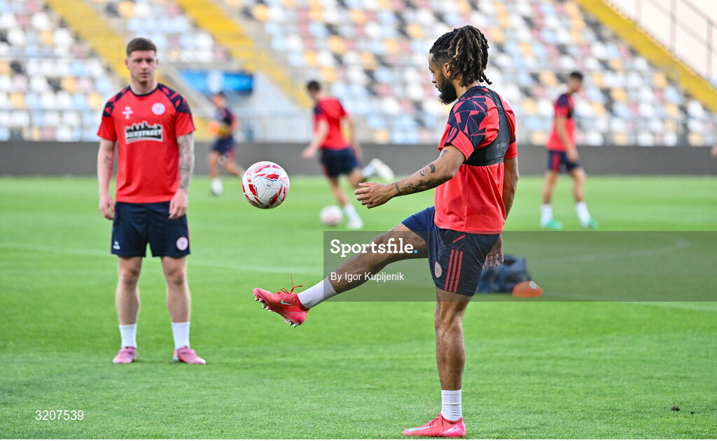 5 August 2025; Milan Mbeng during a Shelbourne training session at HNK Rijeka Stadium Rujevica in Croatia. Photo by Igor Kupljenik/Sportsfile