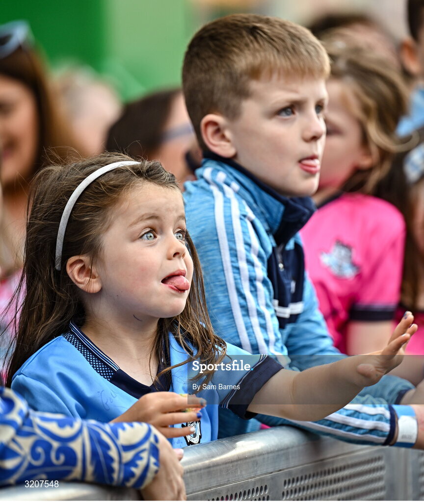 5 August 2025; Supporters during the homecoming of TG4 All-Ireland Ladies Senior Football Champions, Dublin, at Smithfield Square in Dublin. Photo by Sam Barnes/Sportsfile