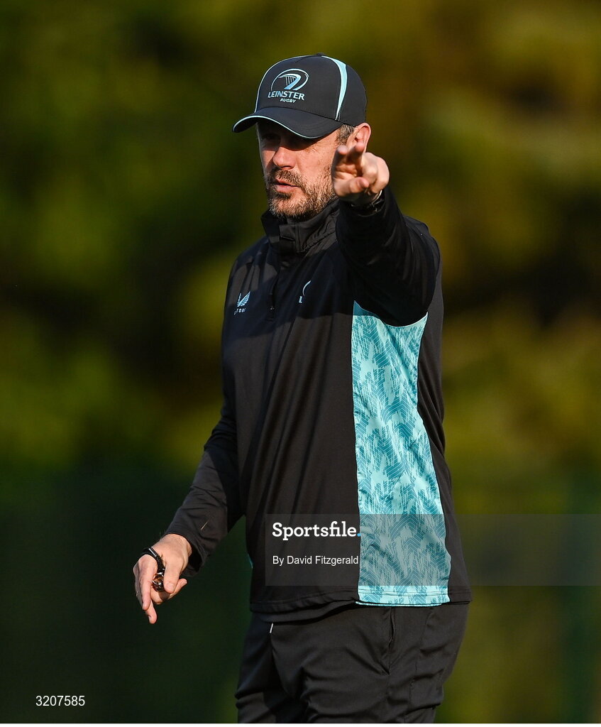5 August 2025; Head coach Ben Martin during a Leinster Rugby women's squad training and gym session at The High School in Rathgar, Dublin. Photo by David Fitzgerald/Sportsfile