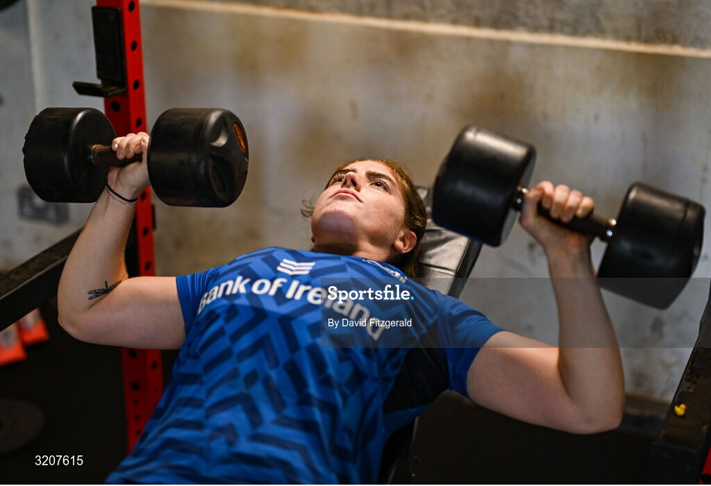 5 August 2025; Katie Whelan during a Leinster Rugby women's squad training and gym session at The High School in Rathgar, Dublin. Photo by David Fitzgerald/Sportsfile
