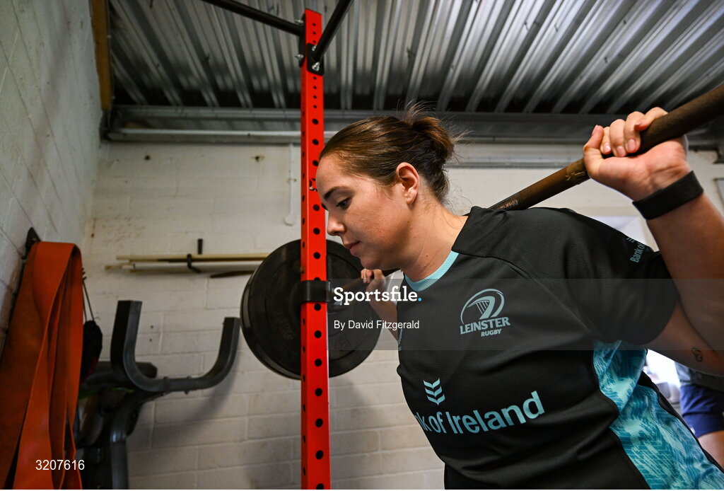 5 August 2025; Lisa Callan during a Leinster Rugby women's squad training and gym session at The High School in Rathgar, Dublin. Photo by David Fitzgerald/Sportsfile