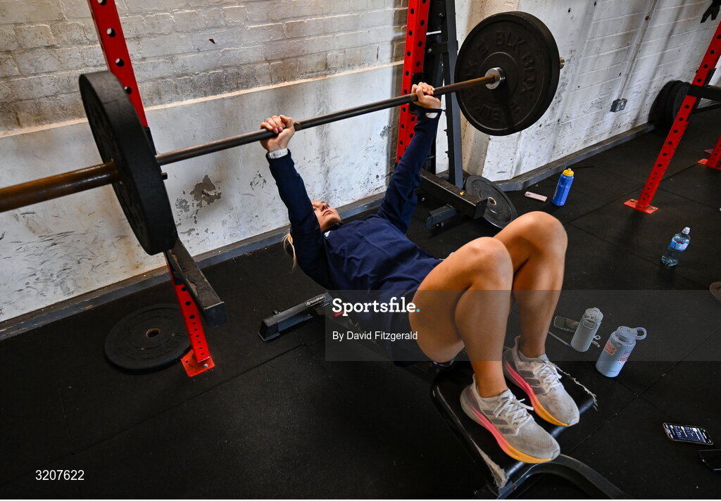 5 August 2025; Megan Burns during a Leinster Rugby women's squad training and gym session at The High School in Rathgar, Dublin. Photo by David Fitzgerald/Sportsfile