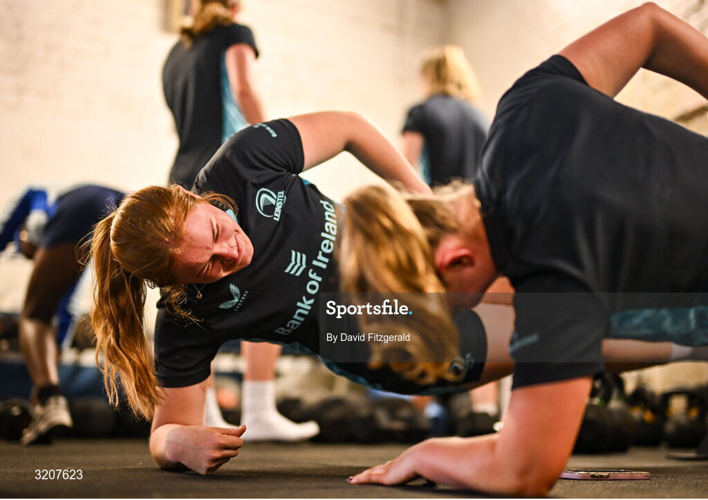 5 August 2025; Rosie Searle during a Leinster Rugby women's squad training and gym session at The High School in Rathgar, Dublin. Photo by David Fitzgerald/Sportsfile