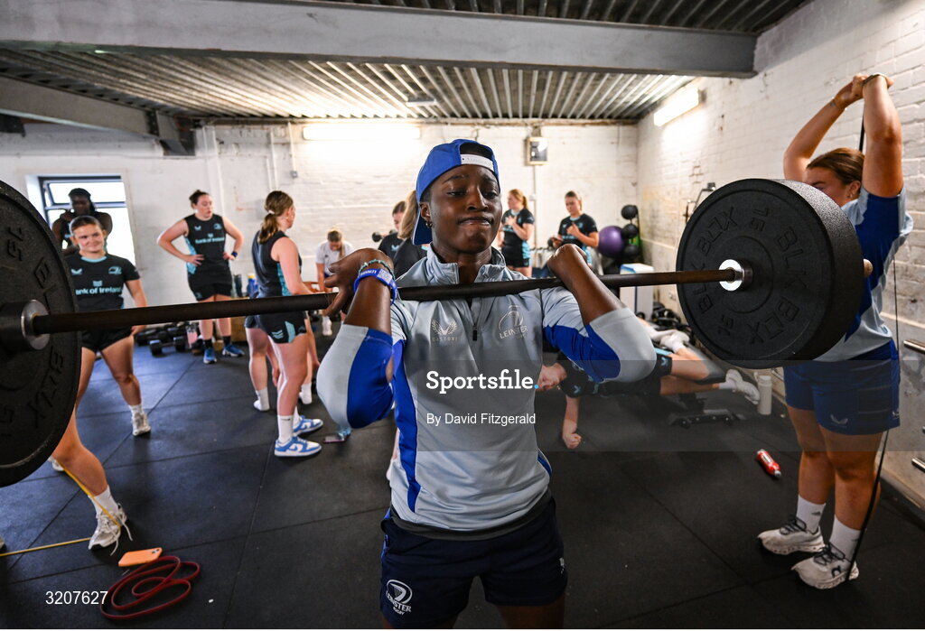5 August 2025; Teniola Onigbode during a Leinster Rugby women's squad training and gym session at The High School in Rathgar, Dublin. Photo by David Fitzgerald/Sportsfile