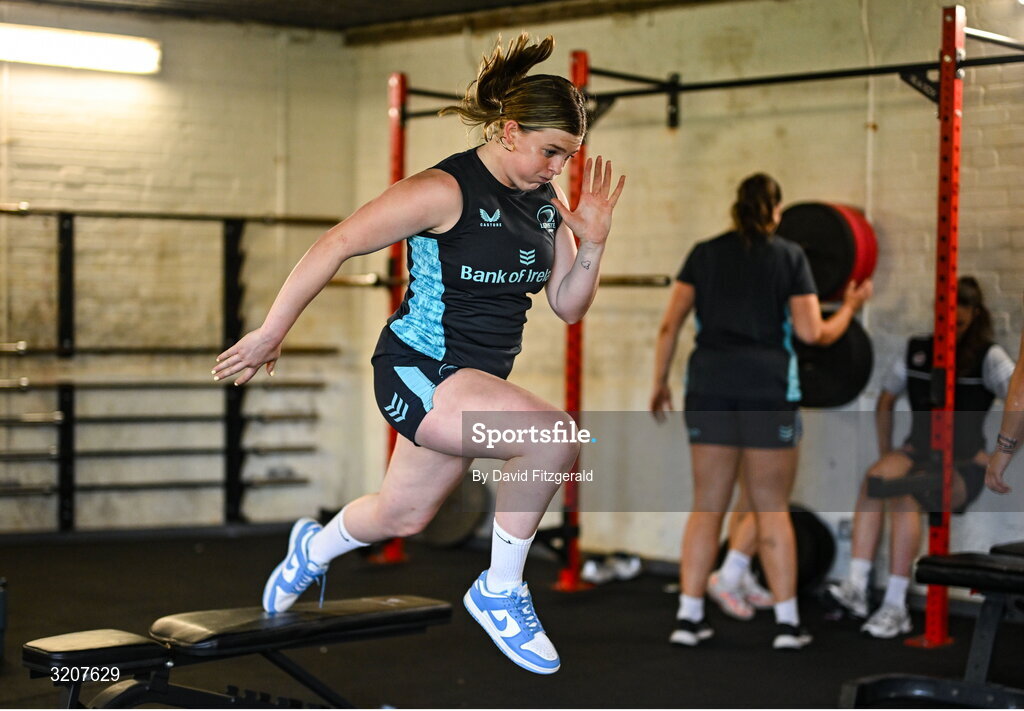 5 August 2025; Heidi Lyons during a Leinster Rugby women's squad training and gym session at The High School in Rathgar, Dublin. Photo by David Fitzgerald/Sportsfile