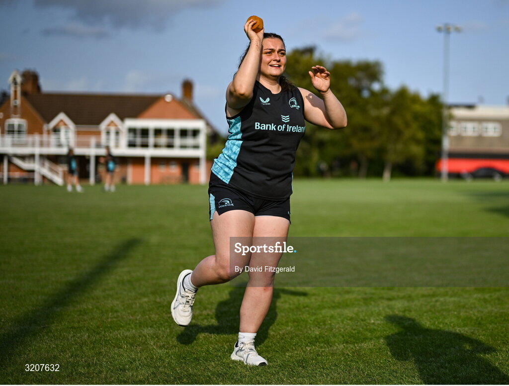 5 August 2025; Kelly Burke during a Leinster Rugby women's squad training and gym session at The High School in Rathgar, Dublin. Photo by David Fitzgerald/Sportsfile