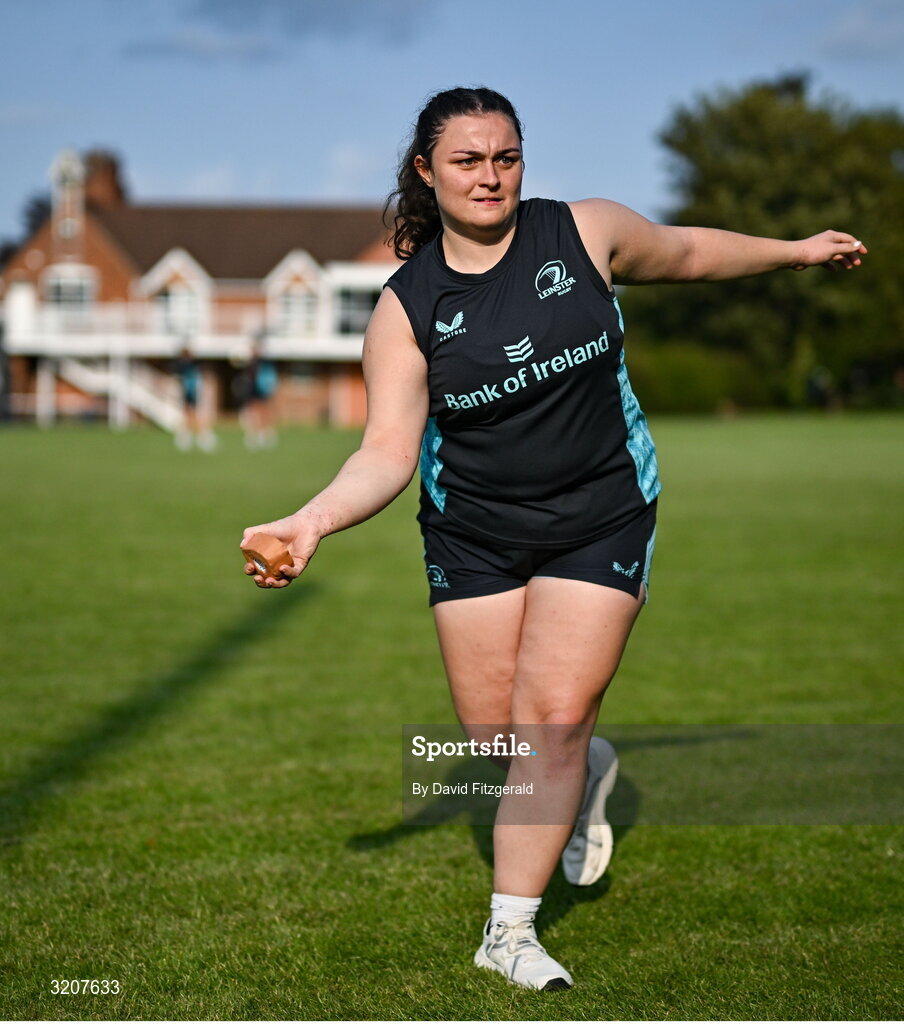 5 August 2025; Kelly Burke during a Leinster Rugby women's squad training and gym session at The High School in Rathgar, Dublin. Photo by David Fitzgerald/Sportsfile