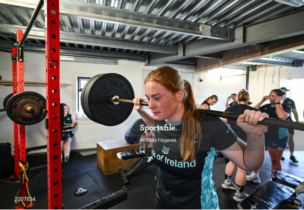 5 August 2025; Rosie Searle during a Leinster Rugby women's squad training and gym session at The High School in Rathgar, Dublin. Photo by David Fitzgerald/Sportsfile
