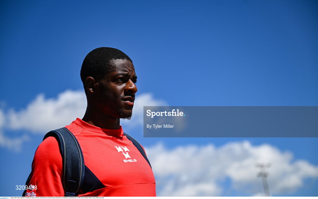 9 August 2025; Mipo Odubeko of Shelbourne before the SSE Airtricity Men's Premier Division match between Shelbourne and Bohemians at Tolka Park in Dublin. Photo by Tyler Miller/Sportsfile