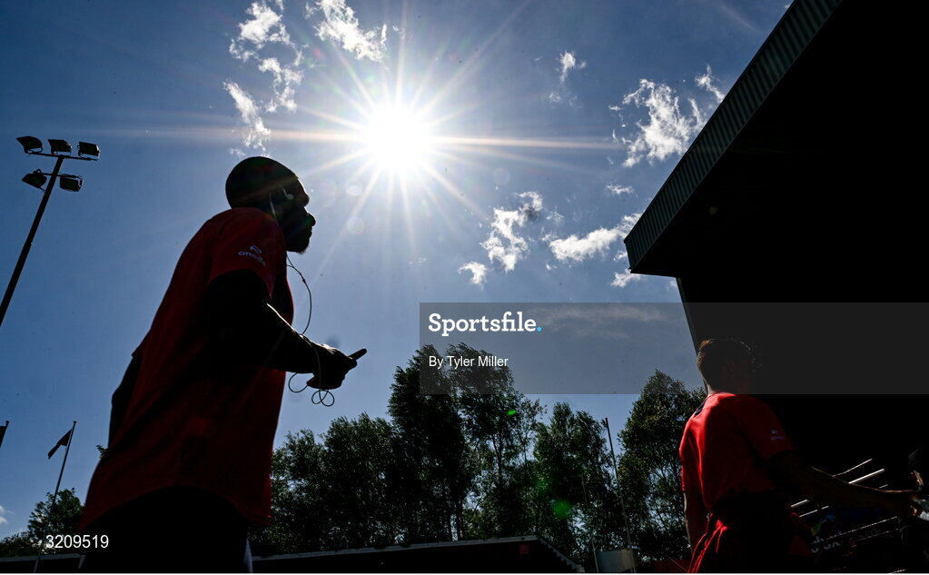9 August 2025; Mipo Odubeko of Shelbourne before the SSE Airtricity Men's Premier Division match between Shelbourne and Bohemians at Tolka Park in Dublin. Photo by Tyler Miller/Sportsfile