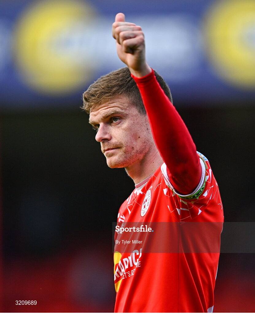 9 August 2025; Sean Gannon of Shelbourne after the SSE Airtricity Men's Premier Division match between Shelbourne and Bohemians at Tolka Park in Dublin. Photo by Tyler Miller/Sportsfile
