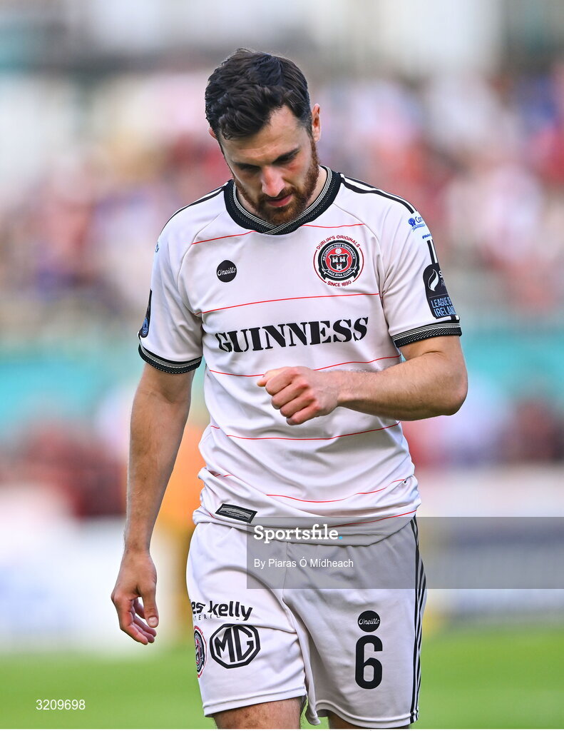 9 August 2025; Jordan Flores of Bohemians after the drawn SSE Airtricity Men's Premier Division match between Shelbourne and Bohemians at Tolka Park in Dublin. Photo by Piaras Ó Mídheach/Sportsfile