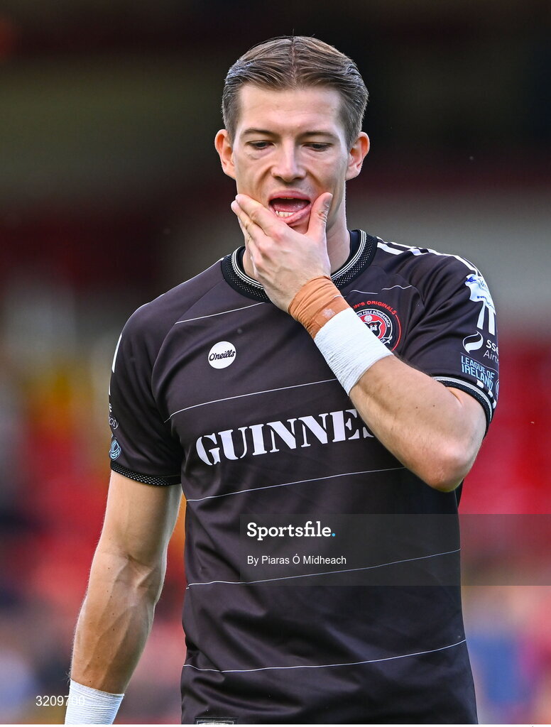 9 August 2025; Bohemians goalkeeper Kacper Chorazka after the drawn SSE Airtricity Men's Premier Division match between Shelbourne and Bohemians at Tolka Park in Dublin. Photo by Piaras Ó Mídheach/Sportsfile