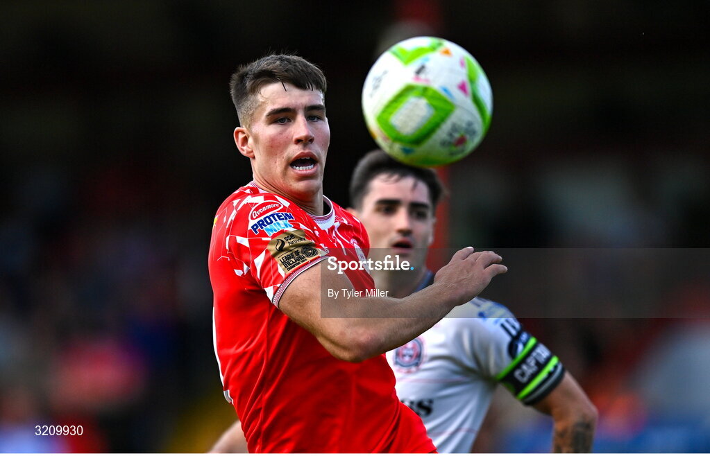 9 August 2025; Lewis Temple of Shelbourne during the SSE Airtricity Men's Premier Division match between Shelbourne and Bohemians at Tolka Park in Dublin. Photo by Tyler Miller/Sportsfile