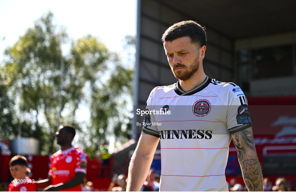 9 August 2025; Adam McDonnell of Bohemians before the SSE Airtricity Men's Premier Division match between Shelbourne and Bohemians at Tolka Park in Dublin. Photo by Tyler Miller/Sportsfile