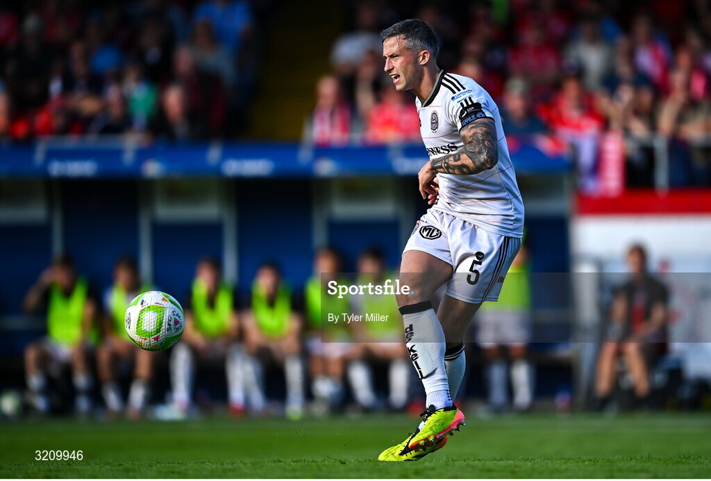 9 August 2025; Rob Cornwall of Bohemians during the SSE Airtricity Men's Premier Division match between Shelbourne and Bohemians at Tolka Park in Dublin. Photo by Tyler Miller/Sportsfile