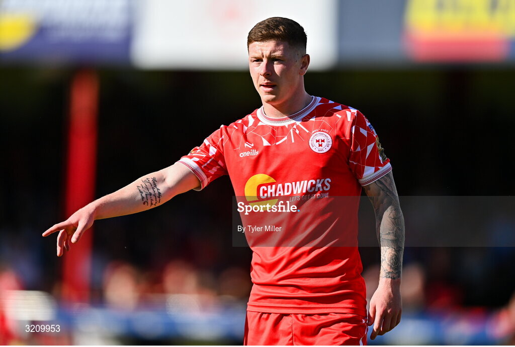9 August 2025; Kameron Ledwidge of Shelbourne during the SSE Airtricity Men's Premier Division match between Shelbourne and Bohemians at Tolka Park in Dublin. Photo by Tyler Miller/Sportsfile