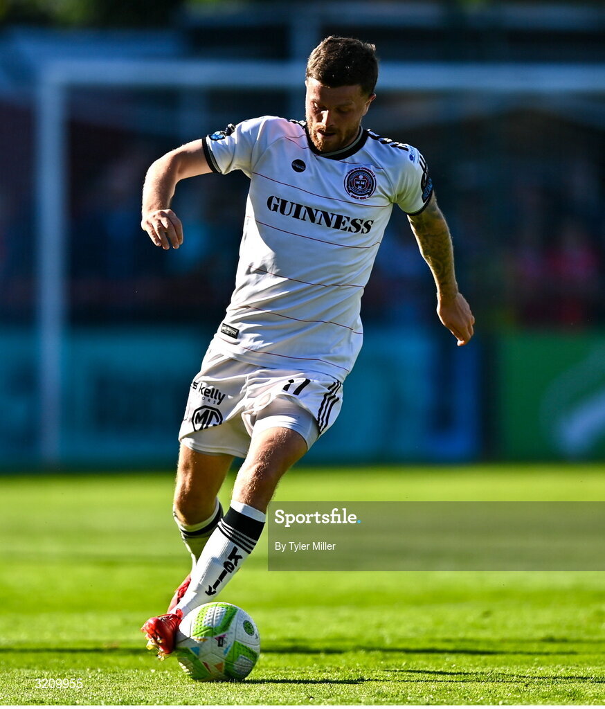 9 August 2025; Adam McDonnell of Bohemians during the SSE Airtricity Men's Premier Division match between Shelbourne and Bohemians at Tolka Park in Dublin. Photo by Tyler Miller/Sportsfile