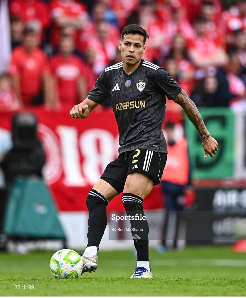 23 July 2025; Matheus Silva of Qarabag during the UEFA Champions League Second Qualifying Round first leg match between Shelbourne and Qarabag FK at Tolka Park in Dublin. Photo by Ben McShane/Sportsfile