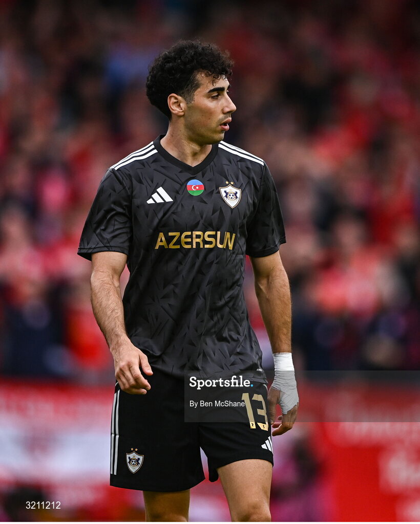 23 July 2025; Bahlul Mustafazade of Qarabag during the UEFA Champions League Second Qualifying Round first leg match between Shelbourne and Qarabag FK at Tolka Park in Dublin. Photo by Ben McShane/Sportsfile
