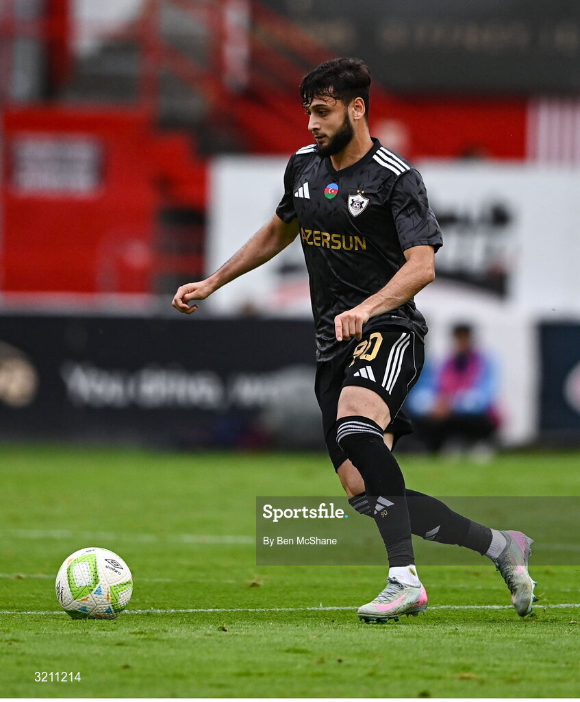 23 July 2025; Nariman Akhundzade of Qarabag during the UEFA Champions League Second Qualifying Round first leg match between Shelbourne and Qarabag FK at Tolka Park in Dublin. Photo by Ben McShane/Sportsfile